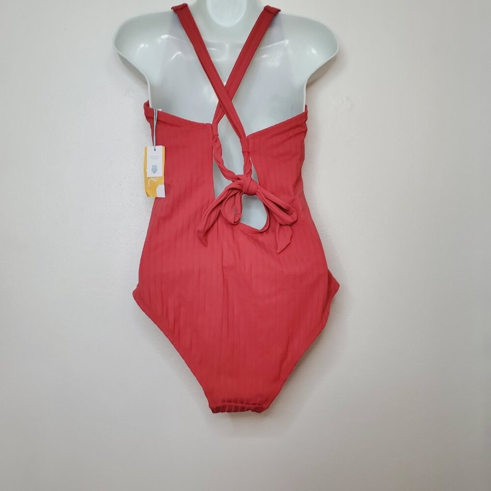 Women's Wide Ribbed Center Ring Medium Coverage One Piece Swimsuit  Kona Sol L - Picture 6 of 11